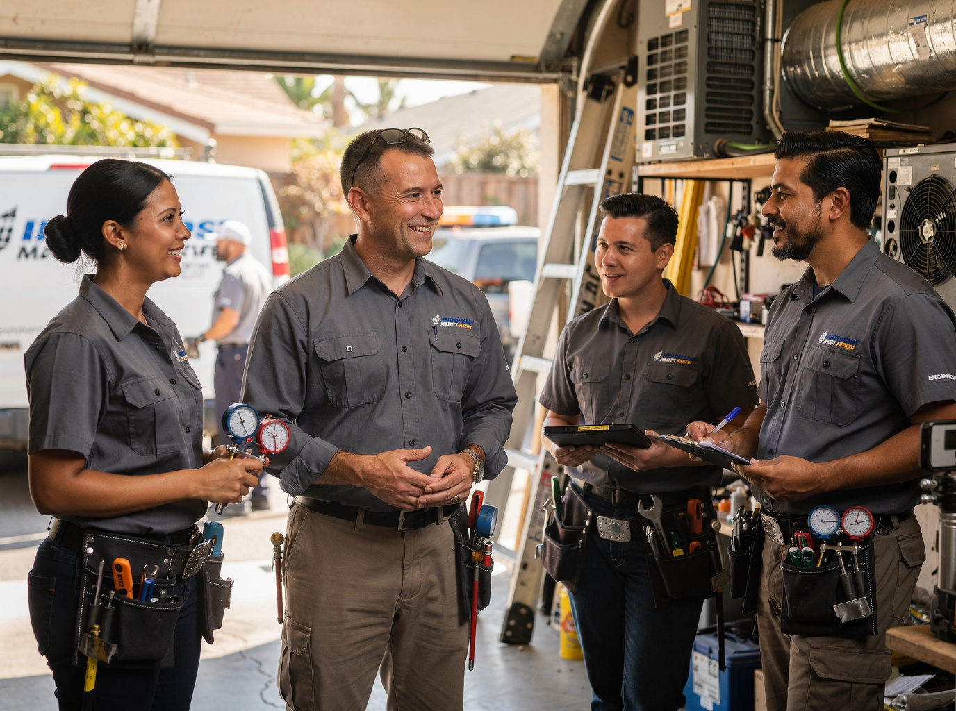 The HeatForge HVAC Services team at work in San Diego 92114